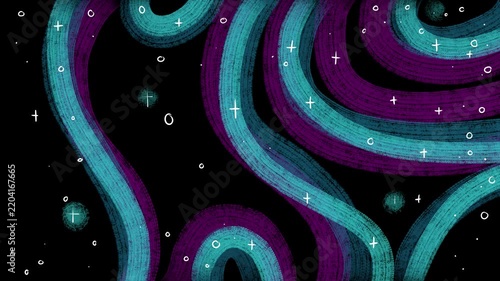 Digital drawing inspired in outer space, using textured brushes