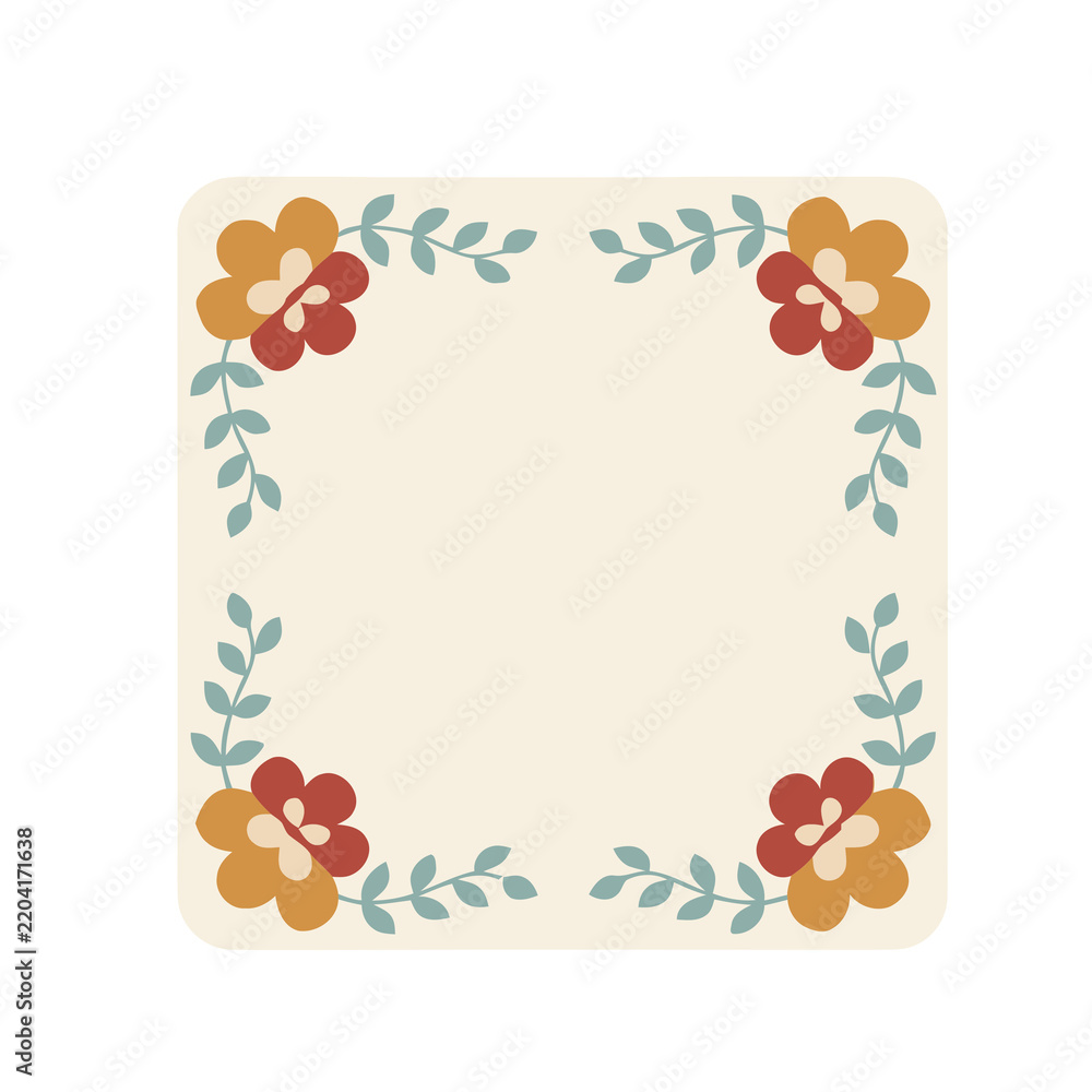 Obraz premium Floral corner design with leaves