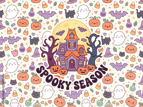 Halloween Black Silhouette Icon Set with Bats, Spiders and Skulls