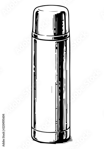 Hand Drawn Slim Metal Thermos Flask Illustration