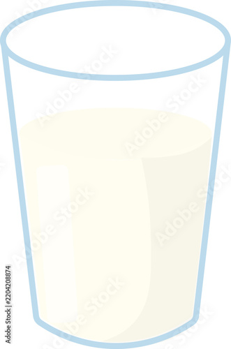 Simple Glass of Milk Illustration for Healthy Breakfast, Dairy Nutrition, Food and Beverage Design