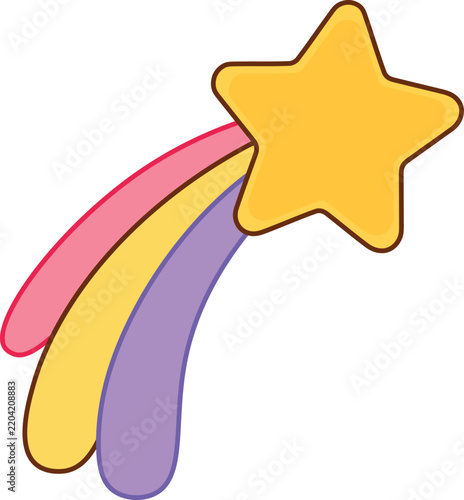 Colorful Pastel Shooting Star Illustration for Dreamy Fantasy, Magical Sky, Wishes and Cute Decorative Design