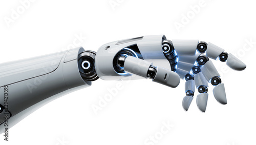 Obraz na plátně Advanced robotic hand with articulated fingers, isolated on transparent backgrou