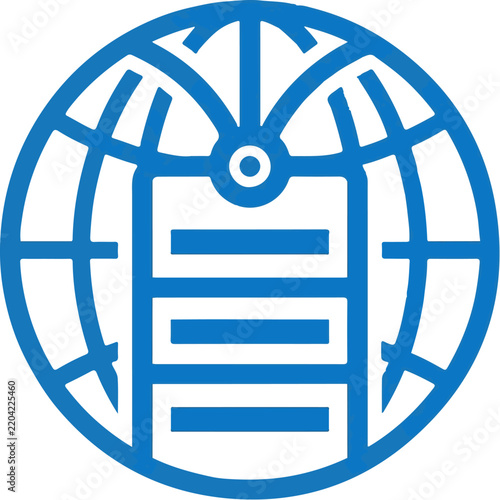 Web Hosting Server Globe Icon for Global Cloud Storage and Datacenter