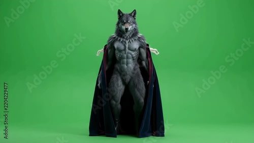 Halloween Horror Monsters Vampire Werewolf and Wolf Green Screen
