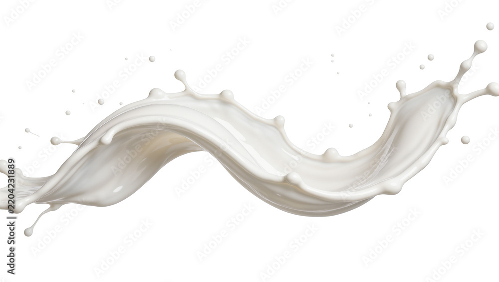 Obraz premium White creamy milk splash with droplets, isolated on transparent background