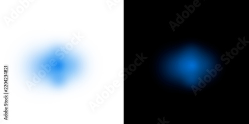 Blue abstract light haze with transparent background on dark screen for effects.