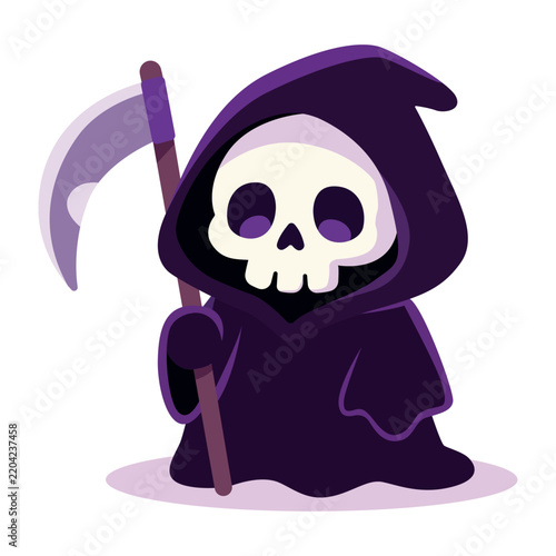 Obraz na plátně Halloween grim reaper carries scythe illustration