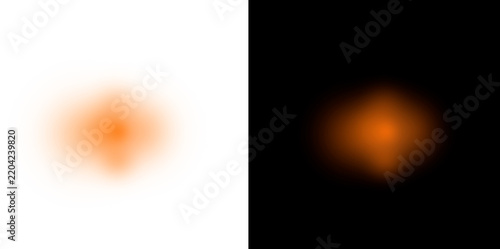 Orange abstract light burst with transparent background on dark screen for effects.