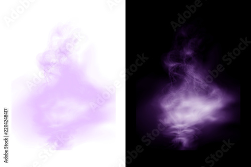 Abstract purple smoke effect or vapor puff isolated on background with purple cloud smoke element mist effect fog texture smoke plume gaseous cloud