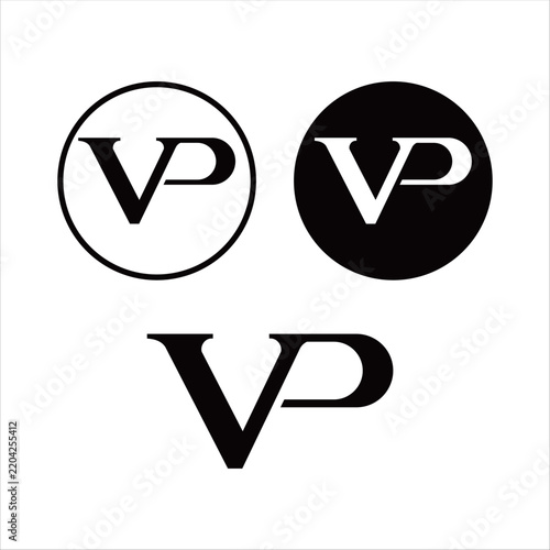 Minimalist VP letter logo vector featuring a clean geometric monogram with interlocking initials, symbolizing modern branding, professionalism, elegance, creativity, and strong visual identity.