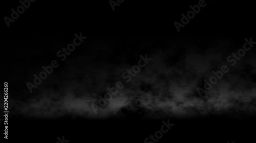 Eerie dark mist and vapor cloud motion background overlay with vignette framing