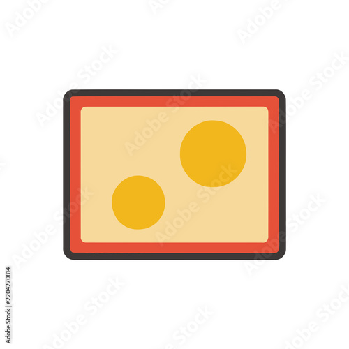 Two yellow circles on a light yellow rectangle