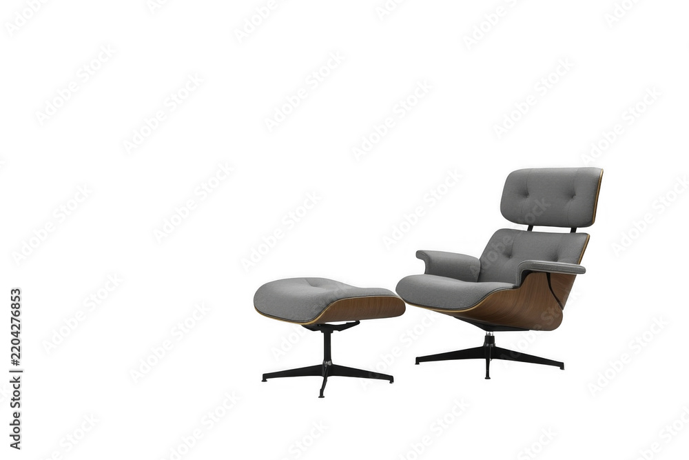 Obraz premium Modern Gray Lounge Chair with Ottoman