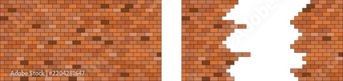 Hole in red brick wall