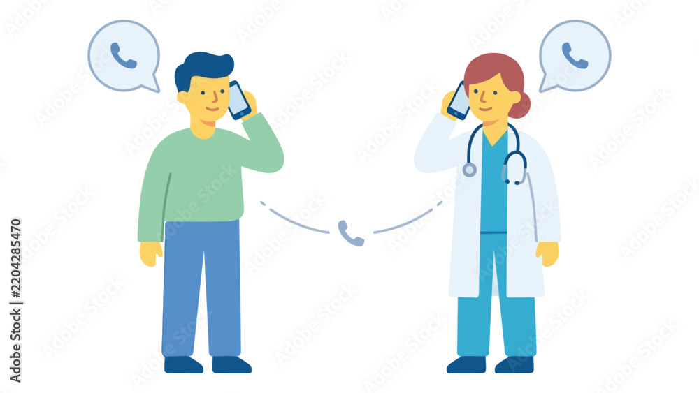 Fototapeta premium Patient Consulting Doctor via Telephone Call