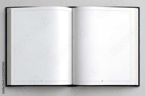 Open Book Two Page Spread Mockup with Blank Pages