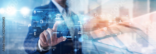 Konstfotografi Banking professional touching the concept of Banking, mapping secure transactions and account balances on a network of financial institutions
