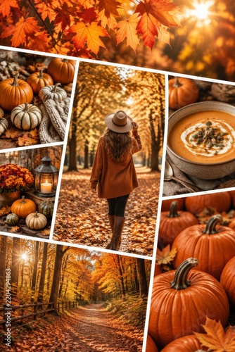 Exploring an Autumn Landscape Filled With Orange Leaves and Seasonal Decorations