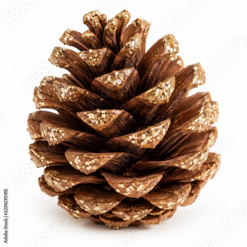 Pinecone With Glitter on a White Background