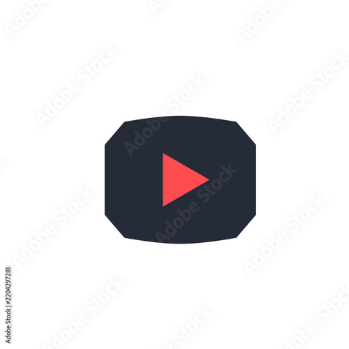 Video Play Button Icon With Dark Geometric Frame