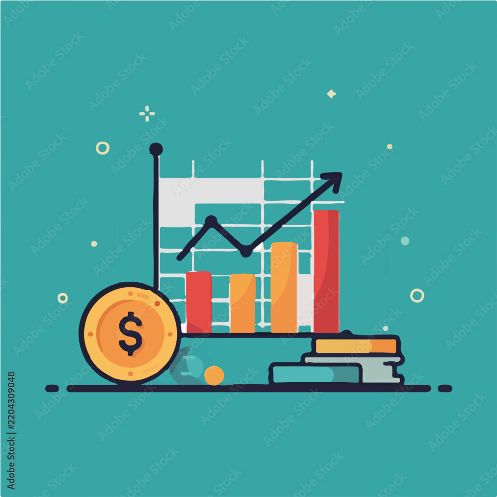 Obraz premium Colorful Investment Graph flat design vector icon, creative symbol isolated on white background