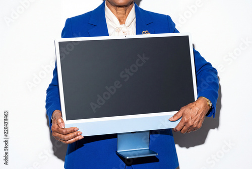 Senior Businesswoman With Blue Computer