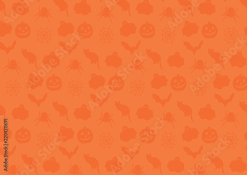 Seamless Halloween Pattern with Pumpkins, Spiders, and Spiderwebs