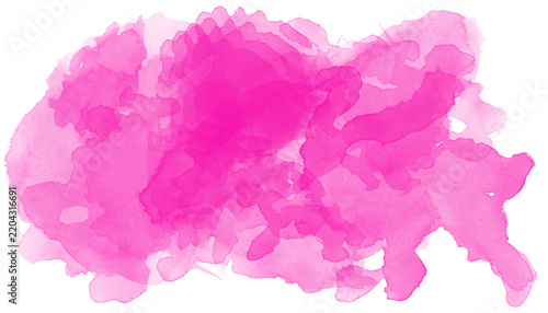 Vibrant magenta watercolor brush stroke texture splash isolated on transparent background png