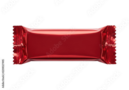Red wrapped candy bar isolated on transparent background