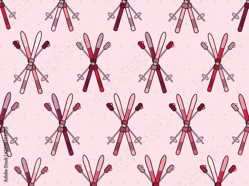 Snow Sport Skiing Gear Vector Repeat Pattern