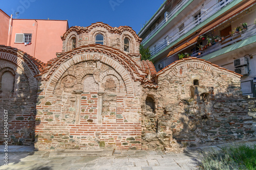 Obraz na plátně Brick facade of the Byzantine Bath in Ano Poli, medieval bathhouse and UNESCO mo