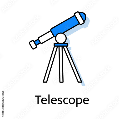 Telescope Icon, Space Exploration, Astronomy Discovery, Deep Space Observation, Night Sky Research, Cosmic Science Technology, vector