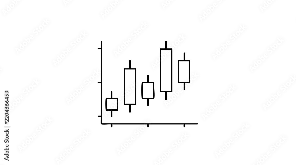 Obraz premium Stock market candlestick chart representing upward trend in financial data. Candlestick chart features multiple bars displaying price movements over time.