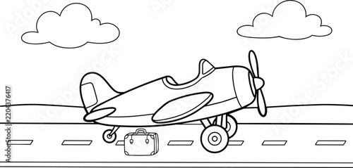Vintage Toy Airplane Coloring Page