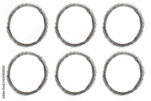 Decorative six hand drawn circles transparent element