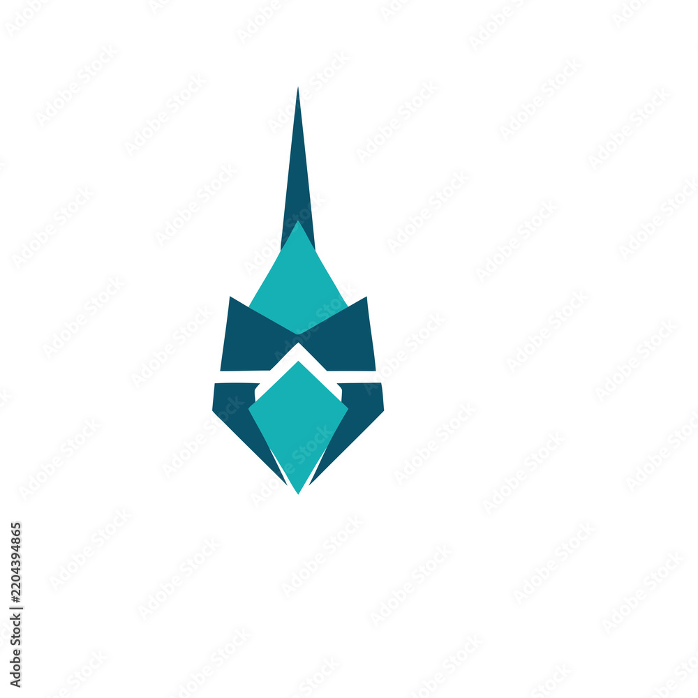 Obraz premium Abstract geometric shape with teal and dark blue colors