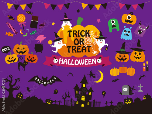 ハロウィンのイラストセット