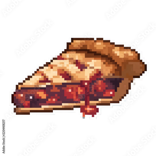 Pixel art slice of berry pie on transparent background