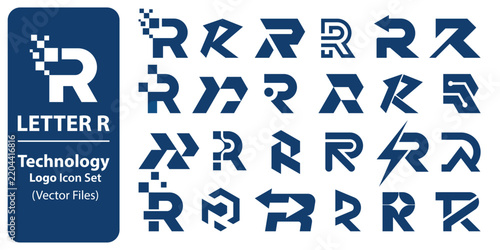 Letter R Technology Logo Icon Set – Modern Vector Collection