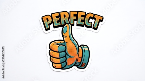 A cartoon illustration shows a hand giving a thumbs up with the word perfect above it.