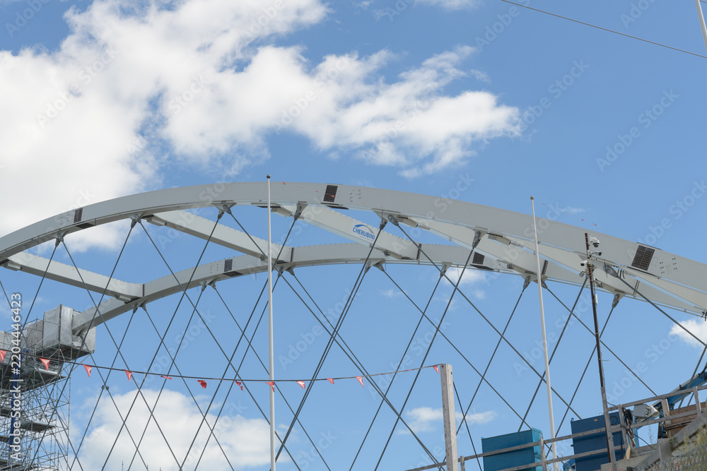 Obraz premium HDR, Inc architecture and engineering firm behind a Cherubini Metal Works / Cherubini Bridges and Structures installed by Kenaidan + Obayashi (KO) and E.S. Fox - Ontario Line’s future rail bridge ove
