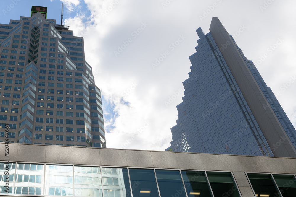 Fototapeta premium abstract roofline north elevation of (left) Brookfield Place and (right) Royal Bank Plaza, Toronto
