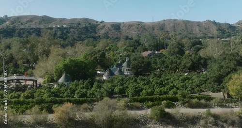 Aerial View of Cultivated Land and Suburban Town