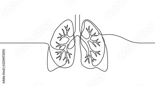 Single line drawing of human lungs