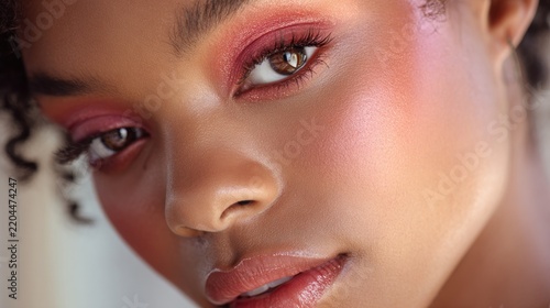 Close up of a woman with vibrant makeup
