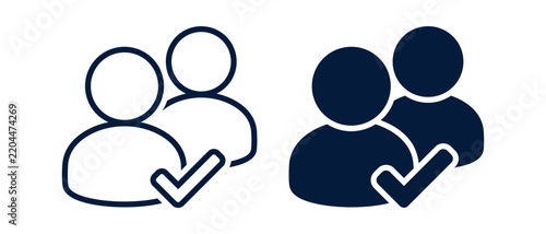 Group Check Icon. People with Checkmark Symbol for Account Verification. Vector Illustration