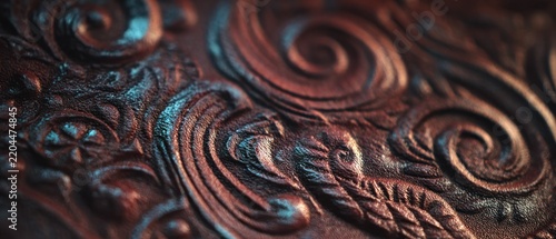Close up of embossed leather texture