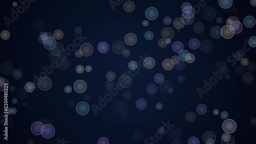 Abstract Bokeh Lights Floating Dark Blue Background Loop