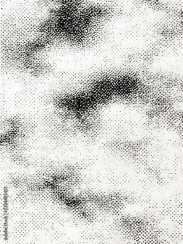 Abstract Black And White Halftone Dot Pattern Texture With Seamless Vintage Graphic Printing Effect
